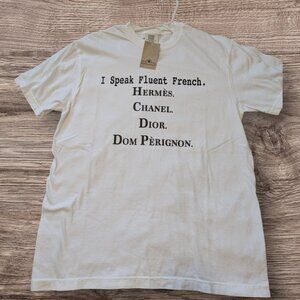NWT Graphic Tee French Designers Champagne